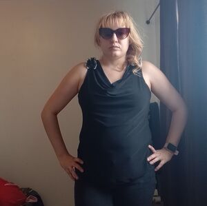 Black Sleeveless Draped Neck Top